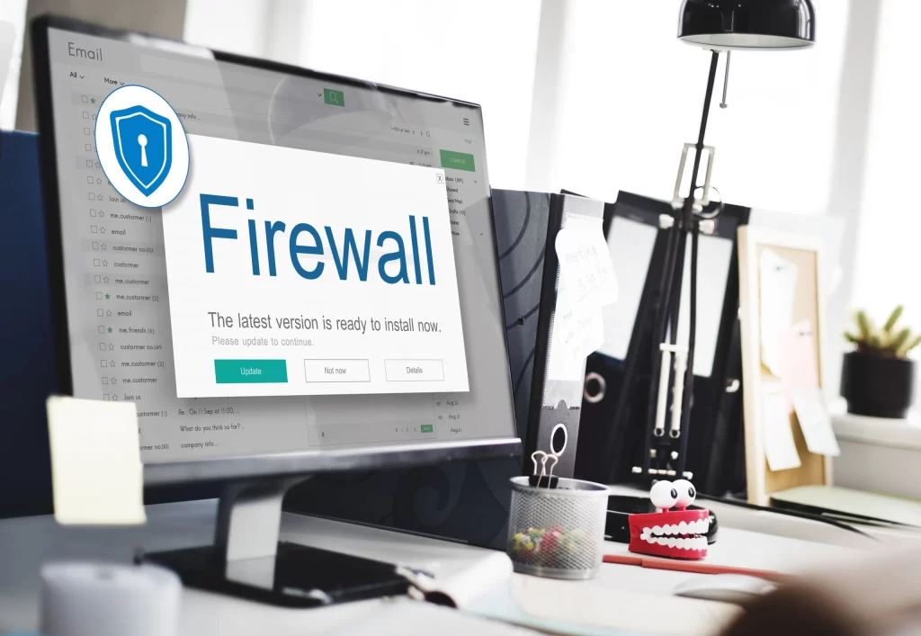 firewall antivirus alert protection security caution concept